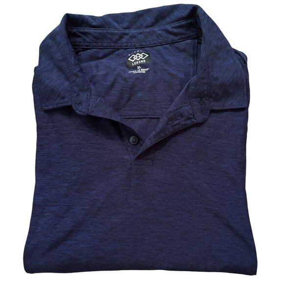 Leg3nd Polo Shirt Men's Heather Navy Blue Short Sleeve Performance Golf Size XL - Picture 1 of 7